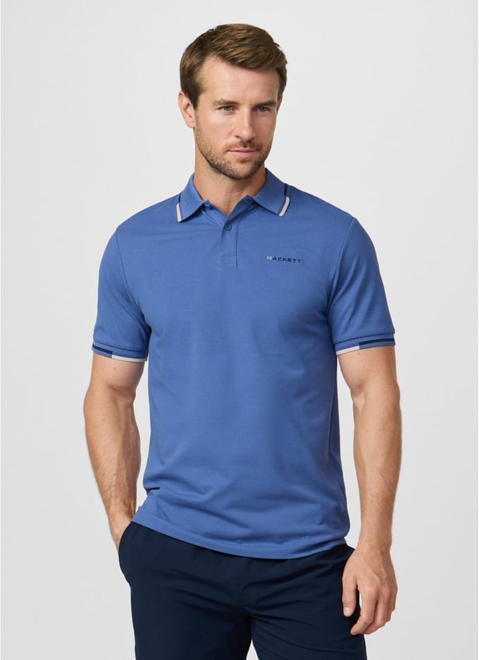 Hackett Coast Tipped Korte Mouw Poloshirt Blauw S Man