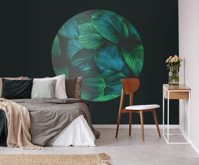 Behangcirkel 60cm Mix tropische bladeren