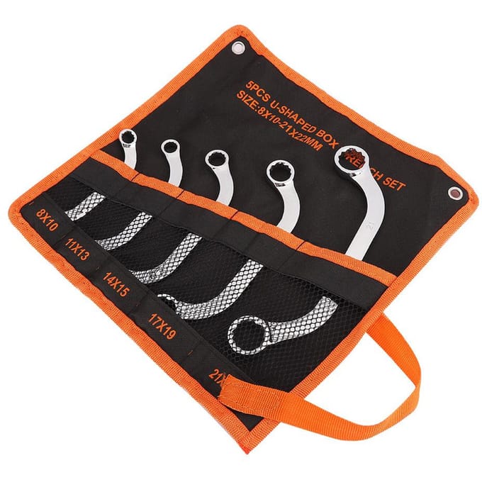 5-delige set dubbele steeksleutel multifunctioneel 45# staal dodecagonaal combinatie C-sleutel 8?22 mm black