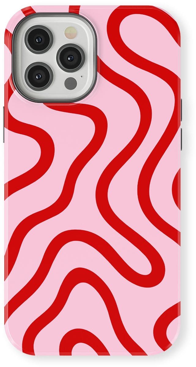 DripCase Curvy Lines Hoesje geschikt voor iPhone 12 Pro Max | Backcover met Mag | Design Tough Case geschikt voor iPhone 12 Pro Max Candy Current