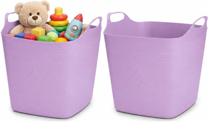 Excellent Houseware Flexibele emmer - 2x - paars - 15 liter - kunststof - vierkant - 30 x 29 cm