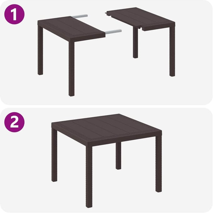 Moderne tuintafel - Eettafel buiten - Buiten eten - Weerbestendig polyrotan - 100 x 100 x 73 cm - Bruin