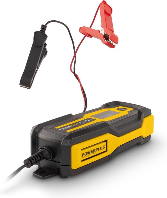 Powerplus slimme lader POWX4203, 12V batterijen, 3 - 120 Ah, druppellader, wintermodus, acculader voor auto