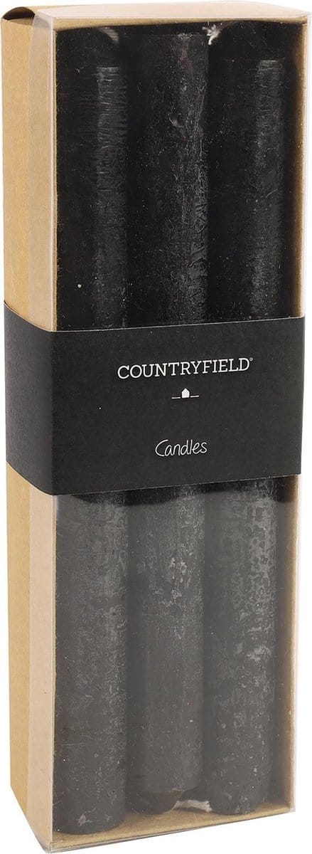 Set van 6 kaarsen Countryfield 20cm | Zwart