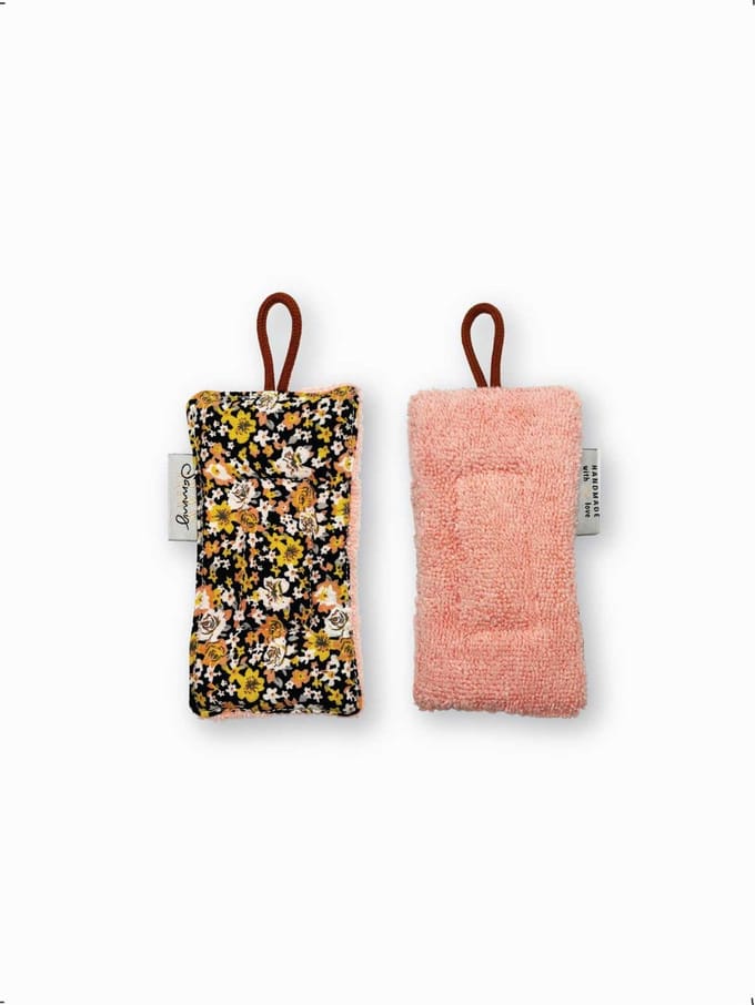 Zero waste - Herbruikbare spons - Afwasspons - Duurzaam cadeau - Gele bloemen