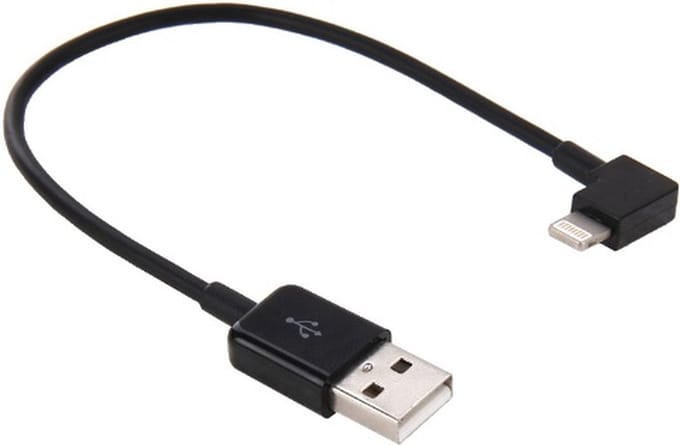Haakse Elbow Lightning kabel - USB 2.0 naar Lightning - 20cm -Zwart