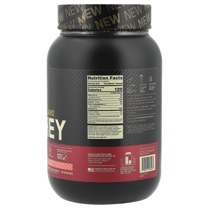 Optimum Nutrition, Gold Standard 100% Whey, Aardbeien & Room, 1,98 lbs (899 g)