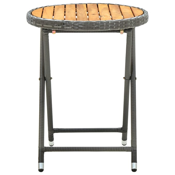 vidaXL - Tafeltje - 60 - cm - poly - rattan - en - massief - acaciahout - grijs