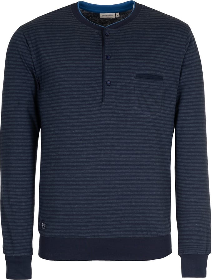 Pastunette - Pyjamashirt - Katoen - Blauw - Gestreept - Lange mouw - Knoopsluiting - Maat M