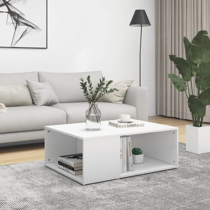 vidaXL - Salontafel - 90x67x33 - cm - bewerkt - hout - wit