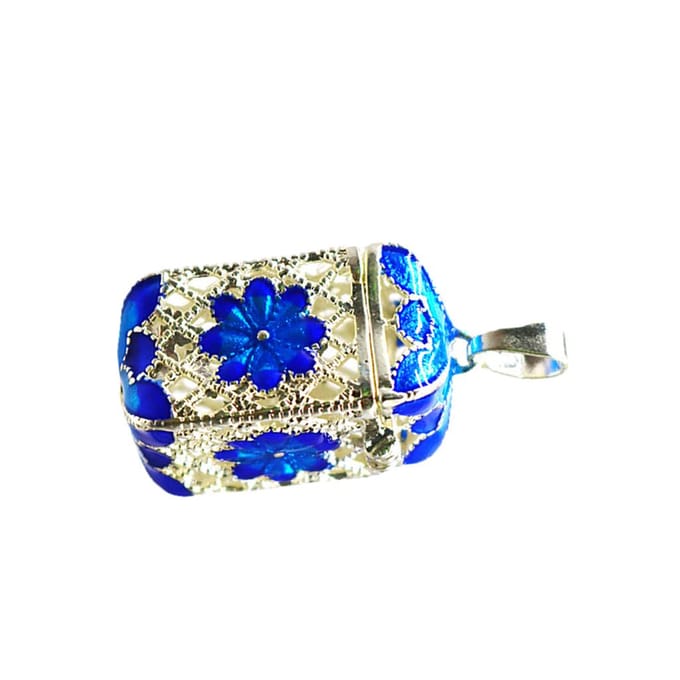 Aromatherapie koperen medaillon etherische olie aroma parfum hanger rechthoek as described blue