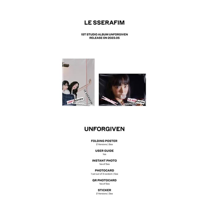 LE SSERAFIM - 1e studioalbum [UNFORGIVEN] Weverse Album ver. Random 1 gray