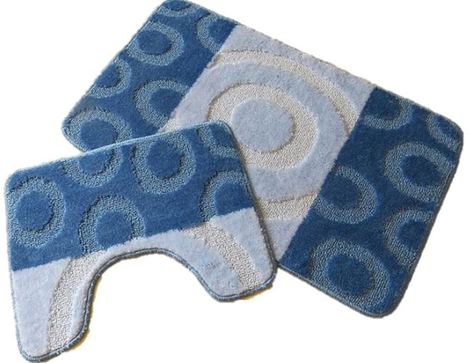 Ikado Badmat set - Blauwtinten - 60 x 100 cm + 50 x 60 cm
