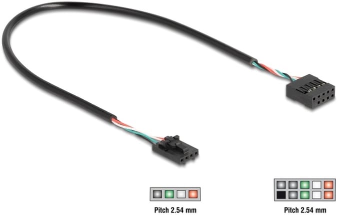 Delock Cable USB 2.0 pin header female 2.54 mm 4 pin to USB 2.0 pin header female 2.54 mm 10 pin 30 cm