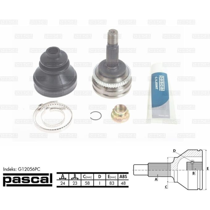 Homokineet reparatie set, aandrijfas PASCAL G12056PC