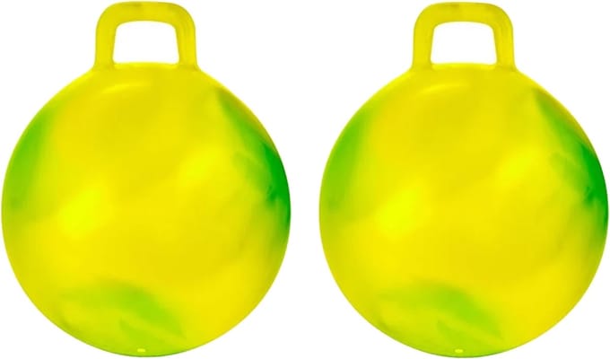 Skippybal marble - 2x - geel/groen - D45 cm - buitenspeelgoed voor kinderen