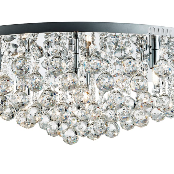 Searchlight Plafondlamp Hanna chroom kristallen bollen 80 cm