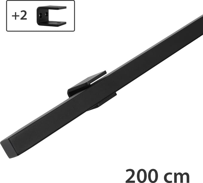IVOL Design Trapleuning Zwart - Vierkant - 200 cm met 2 houders
