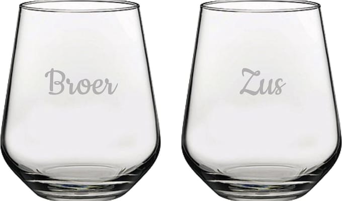 Gegraveerde Drinkglas 42,5cl Broer-Zus