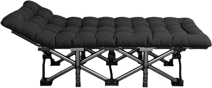 Camping Bed - Opklapbaar Ledikant - Buiten Ontspannen - Met Afneembaar Matras - 190 cm Lang - Grijs