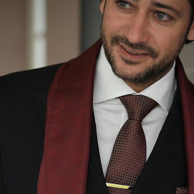 Sir Redman - Stropdassen - stropdas Talented Tailor bordeaux - bordeaux / cognac / lichtblauw