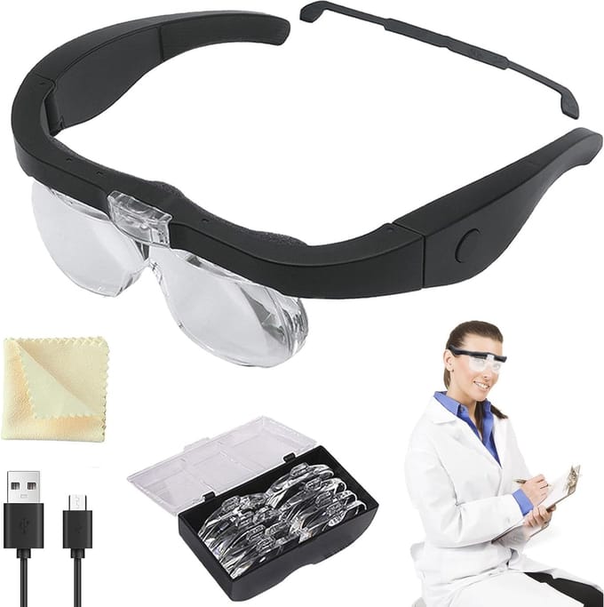 Vergrootglas met LED verlichting en afneembare lens-hoofdband - Ideaal voor brildragers
