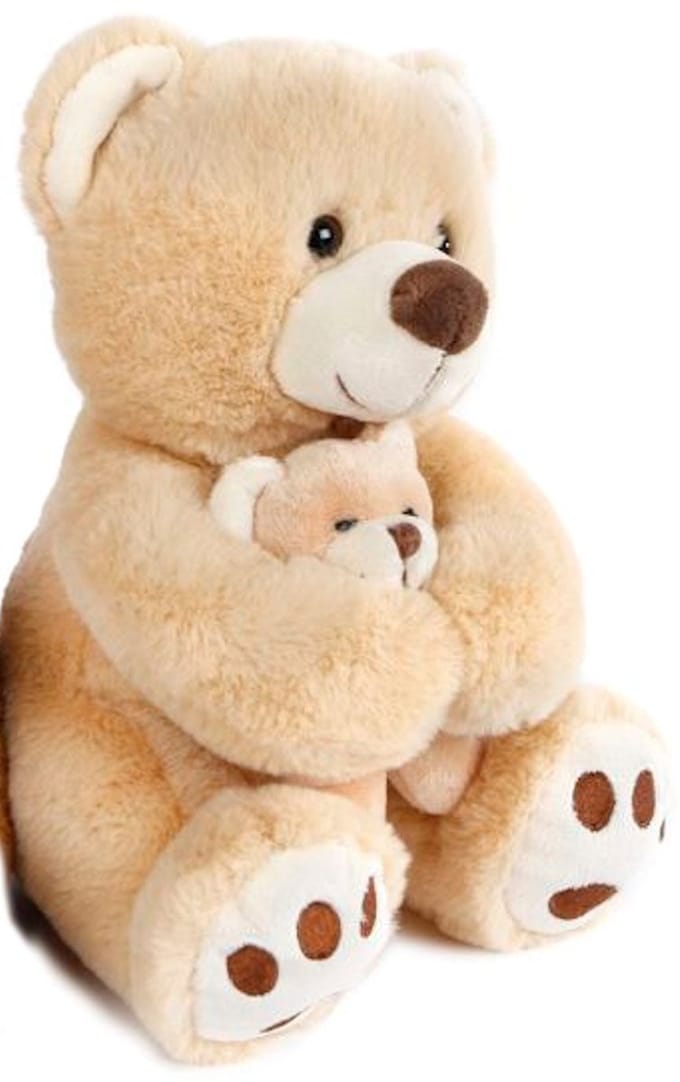 Pluche Take Me Home Beer Beige met baby 2 assorti 25 cm.