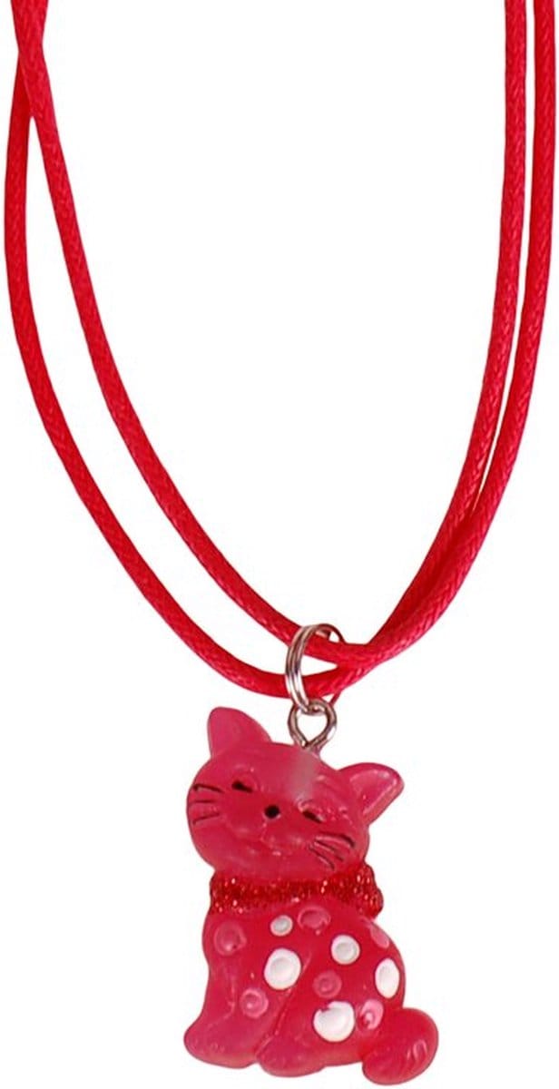 Kinderketting Rood met Poesje
