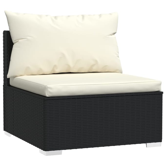 vidaXL - 4-delige - Loungeset - met - kussens - poly - rattan - zwart