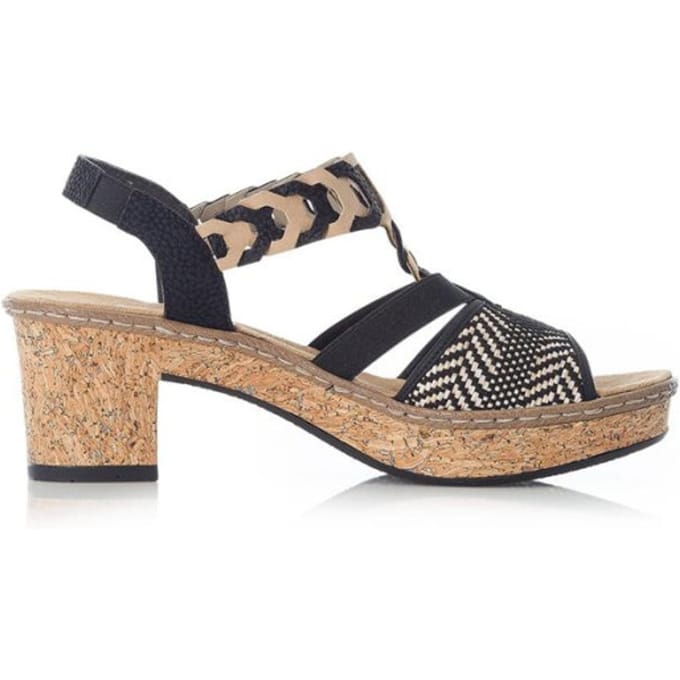 Rieker Sandalen met hak zwart Synthetisch - Dames - Maat 39