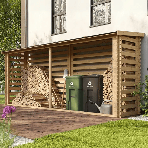 Timbela M203 - Haardhout Opslagschuurtje - 3,91 m² - 112x458xH199 cm - Houtopslag