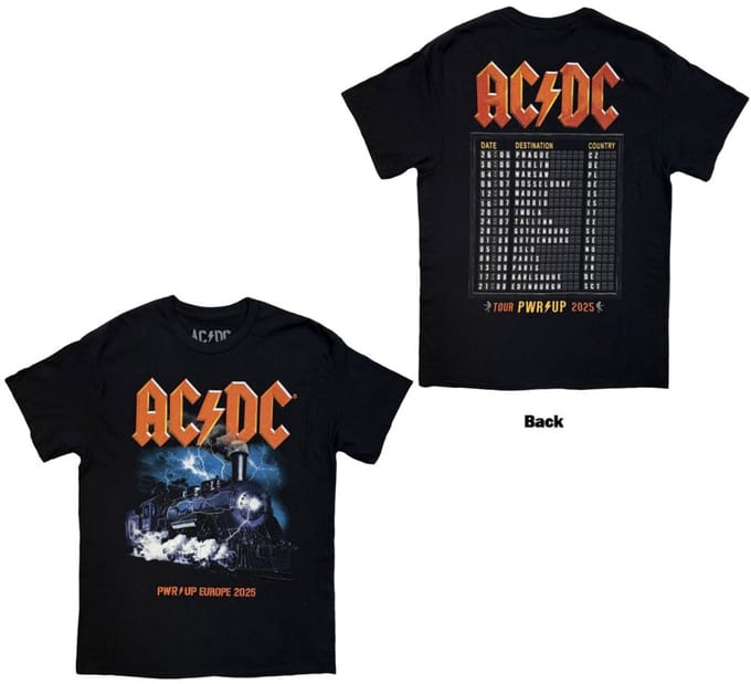 AC/DC - Train EU Tour '25 Heren Tshirt - S - Zwart