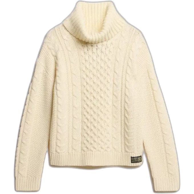 Dames trui met col rol in gedraaide breisteek Superdry