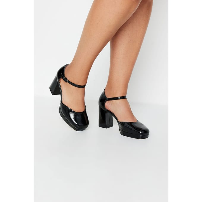 Yours Pumps Met Plateauzool In Een (Extra) Brede Pasvorm In Zwart Lakleersize 38EEE