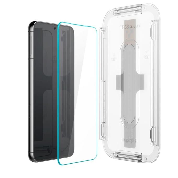 Beschermfolie Scherm Spigen GlastR EZ FIT voor Samsung Galaxy S23 S911, Gehard Glas, Volledige Lijm, Set van 2 stuks AGL05958