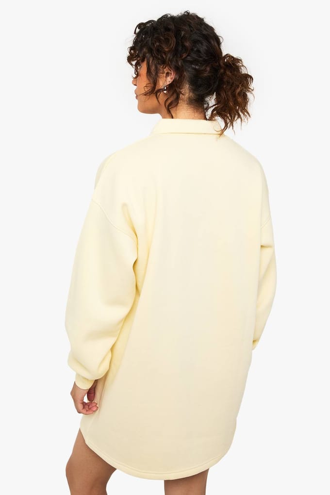 boohoo Dames Long Sleeve Collared Sweat Dress | Lemon | Maat: 8