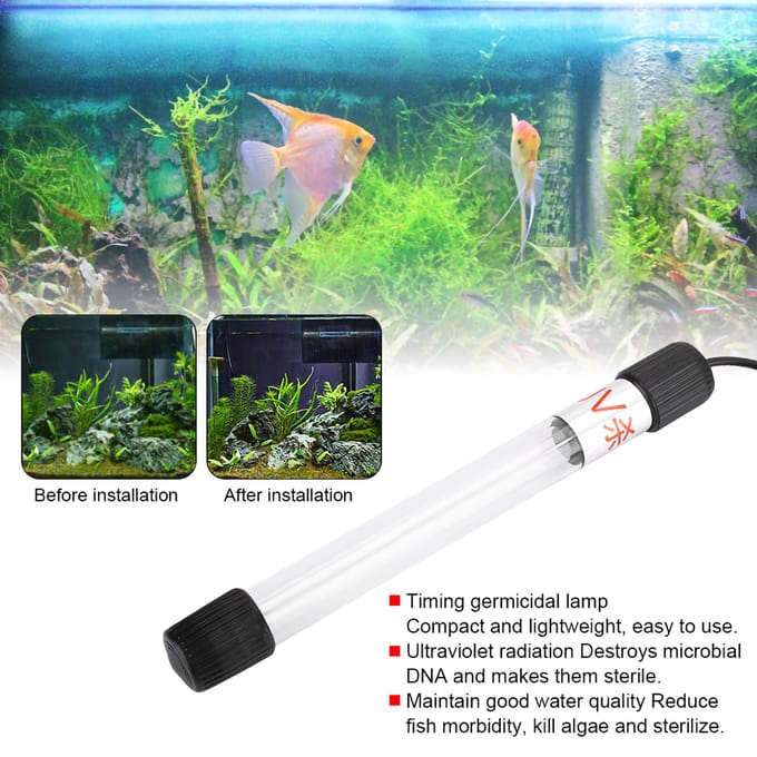 Visbak UV Timer Germicide Lamp Aquarium Algenlamp Amfibisch LichtUS 110V 13W black