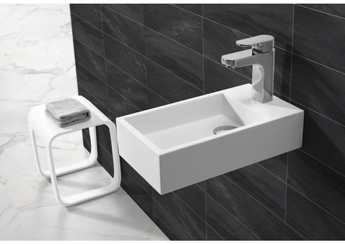 Wiesbaden Maria solid surface fontein kraangat links 40x20x10cm mat wit