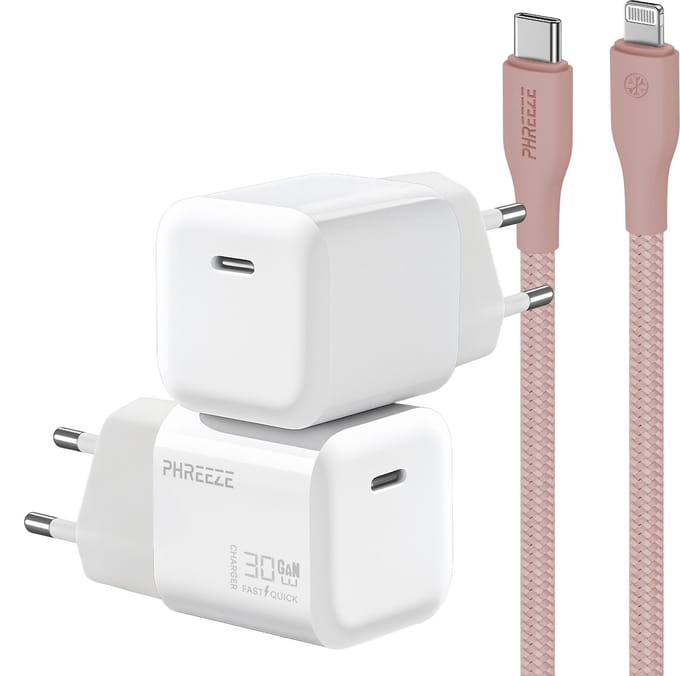 30w snellader met kabel geschikt voor iPhone en iPad met Lightning poort - Usb C adapter set