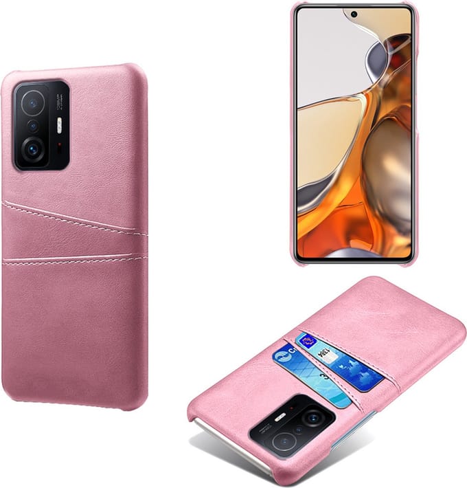 Backcover met Opbergvakjes + PMMA Screenprotector voor Xiaomi Mi 11T / Mi 11T Pro _ Roze Goud