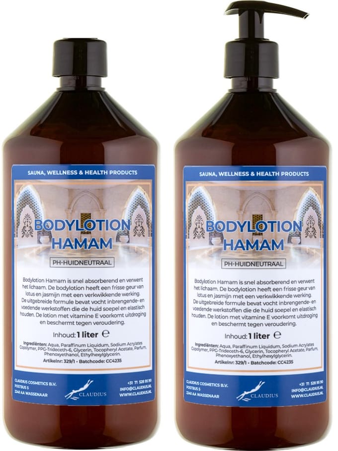 Bodylotion Hamam 1 Liter - met gratis pomp - set van 2 stuks