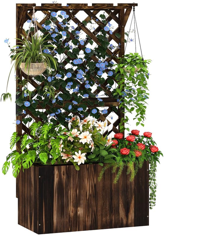 Outsunny Multifunctioneel Tuinbed-Sparrenhout-64L x 33B x 122H cm-Verkoold