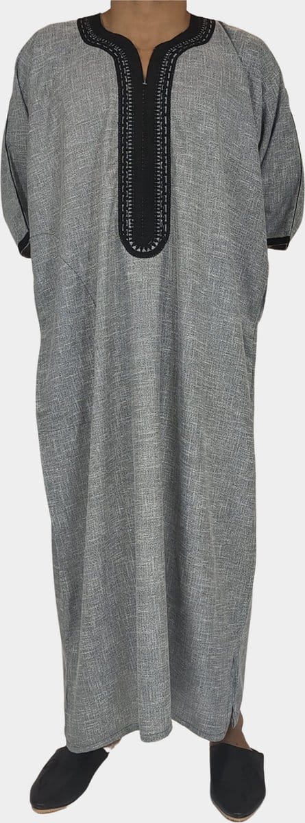 Marokkaanse linnen kandora grijs , heren kaftan , abaya , qamis , Kamis