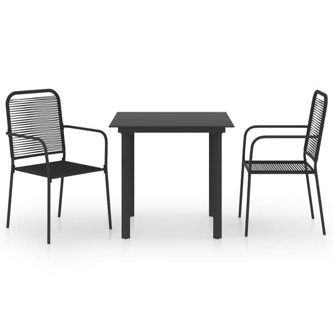 vidaXL - 3-delige - Tuinset - glas - en - staal - zwart