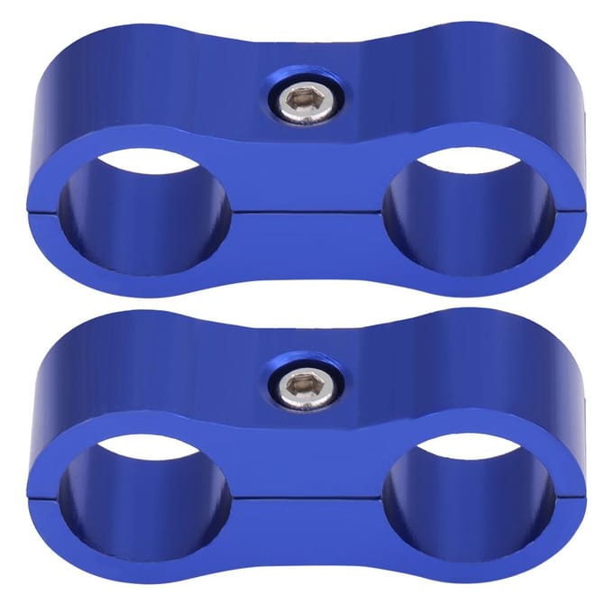 2 stuks AN6 gevlochten slangscheider klem fitting adapter beugel universeel blauw blue