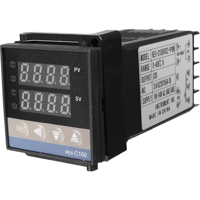 Ensemble Régulateur de Température PID Numérique REX C100 avec SSD 40A Câble de Sonde Thermocouple K 1m gray