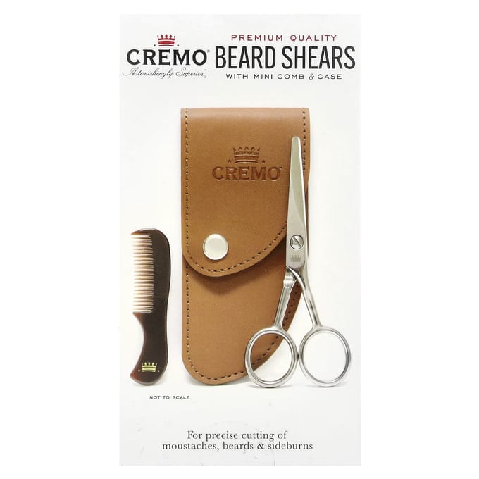 Cremo, 3-piece kit including premium quality beard scissors, mini comb and case