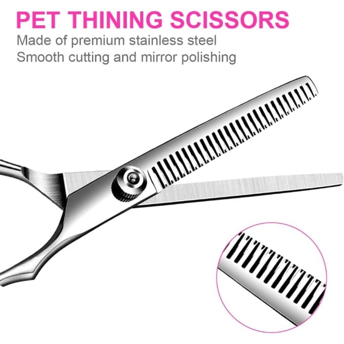 Ensemble de ciseaux de beauté pour chien avec pointe circulaire sûre, ensemble de ciseaux de beauté professionnel pour chien en acier inoxydable gray