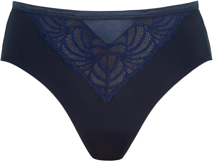Ulla Popken - Dames - Midislip kant microvezel - Nachtblauw - Maat 54+