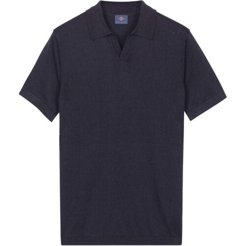 Baileys Polo Knitted Short Sleeve No-Button Collar Navy / male